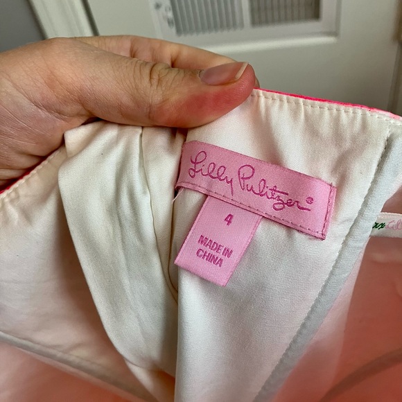 LILLY PULITZER Lowe Dress pink gingham size 4 strapless - Picture 5 of 6